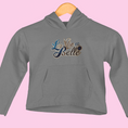 Load image into Gallery viewer, Child Hoodie Gray La Vie Est Belle Gold Blue
