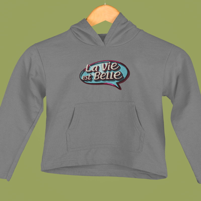 Child Hoodie Gray La Vie Est Belle Blue Purple