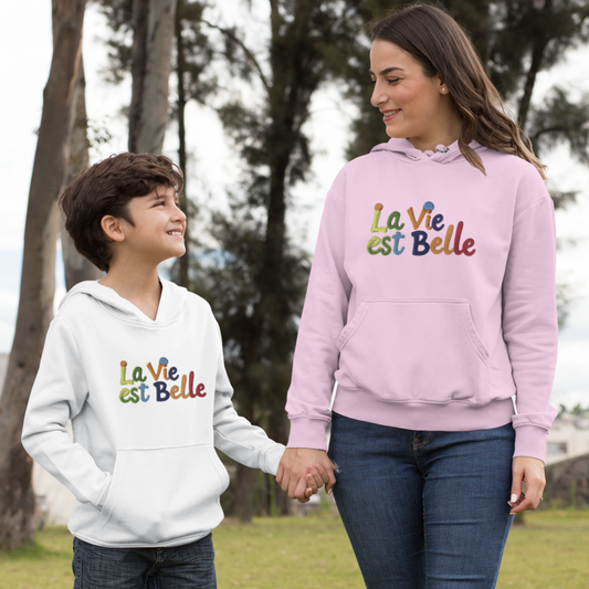 Child Hoodie White La Vie Est Belle Multicolor