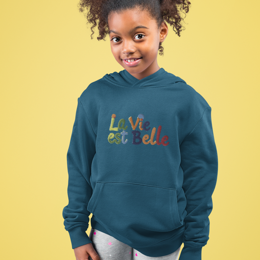 Child Hoodie Navy La Vie Est Belle Multicolor