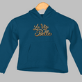 Load image into Gallery viewer, Child Hoodie Navy La Vie Est Belle Gold
