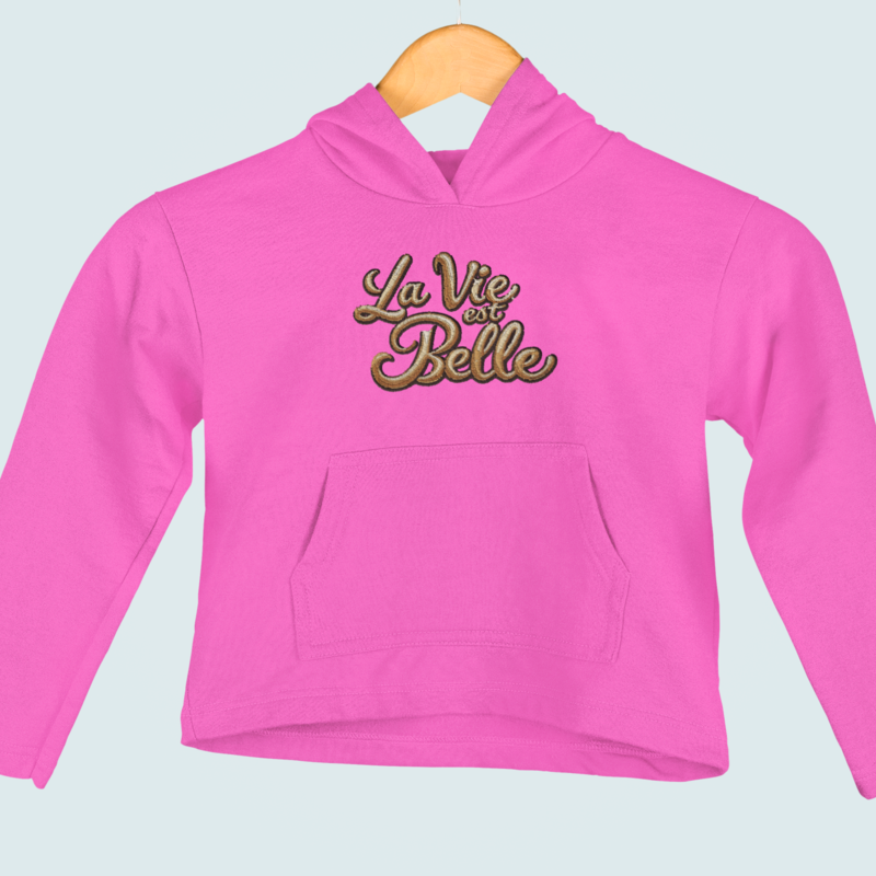 Child Hoodie Pink La Vie Est Belle Gold