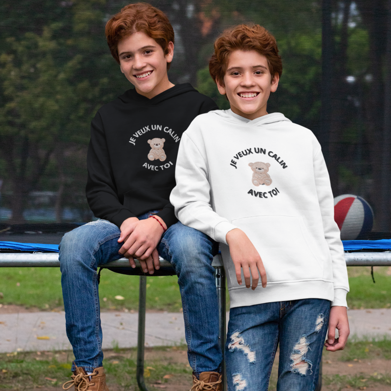 Child Hoodie Teddy Bear Je veux un Calin