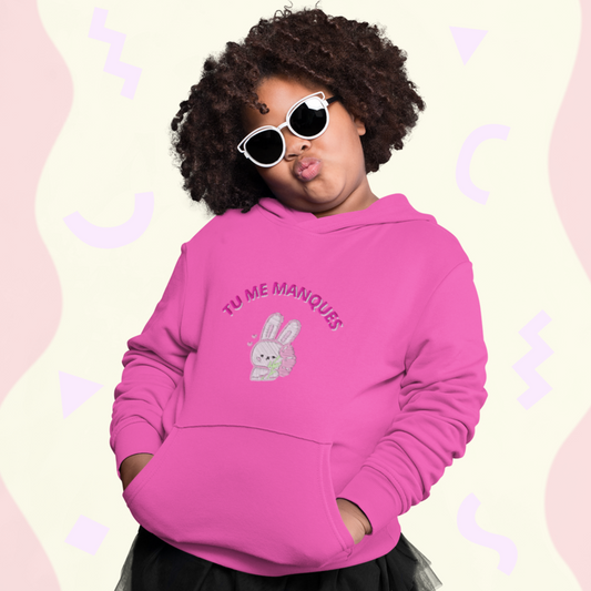 Child Hoodie Pink Tu me Manques Rabbit