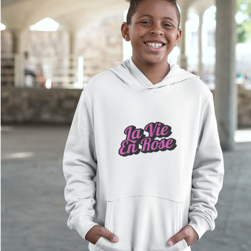 Child Hoodie White La Vie en Rose Relief