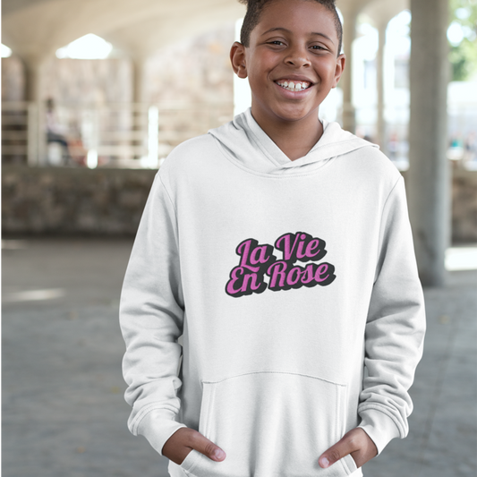 Child Hoodie White La Vie en Rose Relief