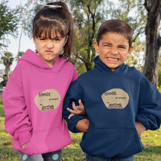 Child Hoodie Donner Sa Langue au Chat Kawaii