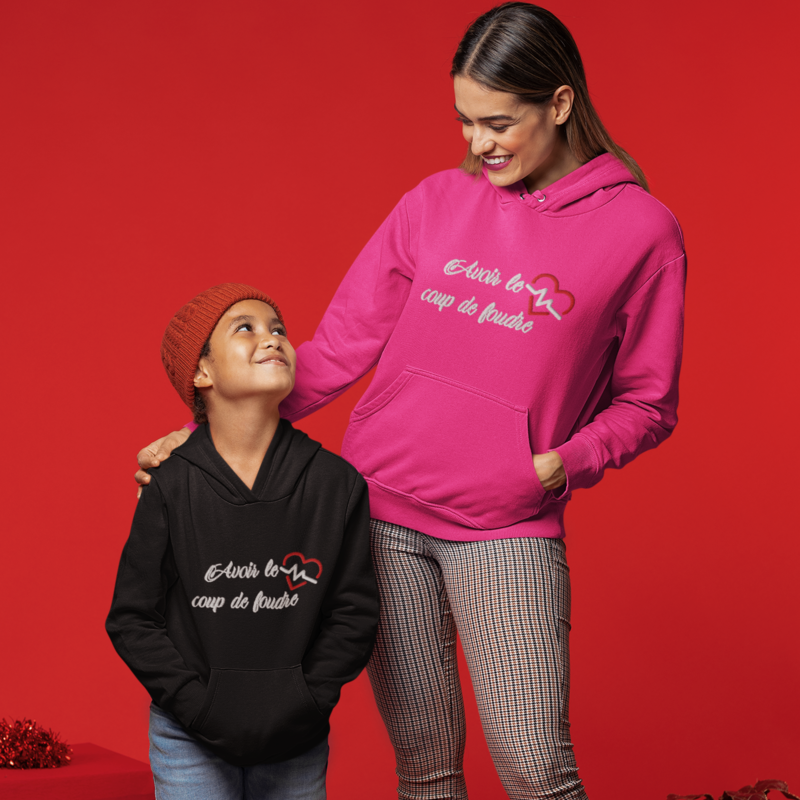 Child Hoodie Black Avoir le Coup de Foudre