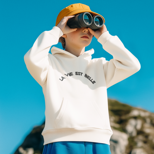 Child Hoodie White La Vie Est Belle Around