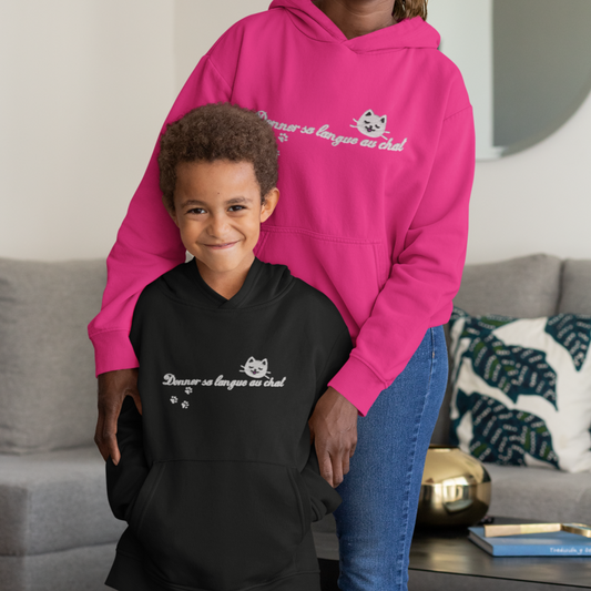 Child Hoodie Black Donner sa Langue au Chat
