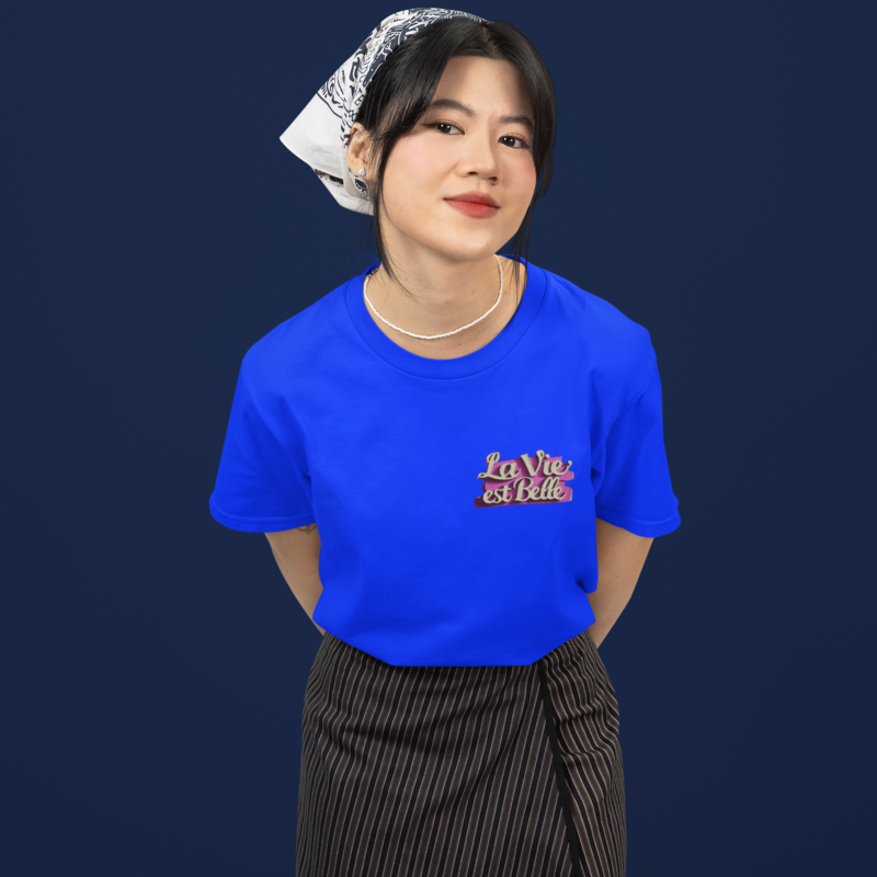 Tee Shirt Navy La Vie Est Belle Pink