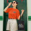 Load image into Gallery viewer, Tee Shirt Orange La Vie Est Belle Blue Purple
