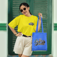 Load image into Gallery viewer, Tee Shirt Yellow La Vie Est Belle Blue Purple
