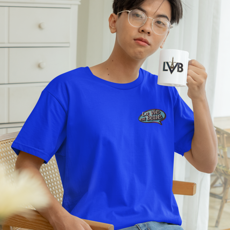 Tee Shirt Navy La Vie Est Belle Blue Purple
