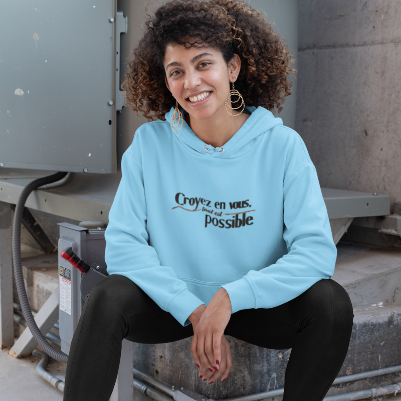 Hoodie Blue Croyez en Vous Tout Est Possible