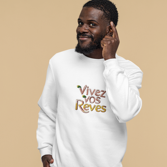 Sweater White Vivez Vos Rêves Yellow Pink