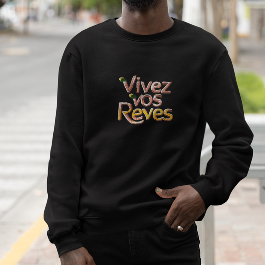 Sweater Black Vivez Vos Rêves Yellow Pink