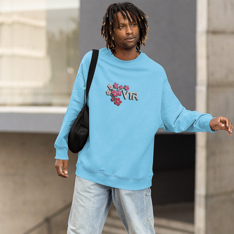 Sweater Blue VTR Cherry Blossoms