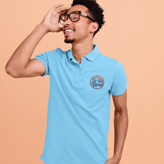 Polo Shirt Blue Vis Tes Rêves Circle Flowers