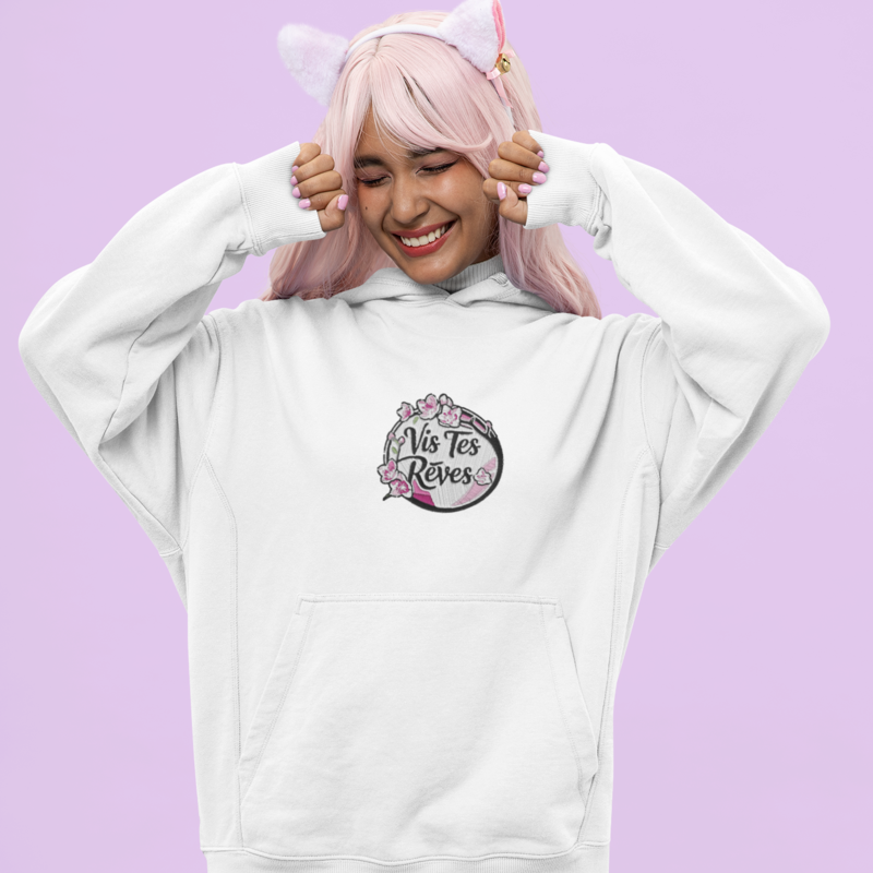 Hoodie White Vis Tes Rêves Circle Flowers