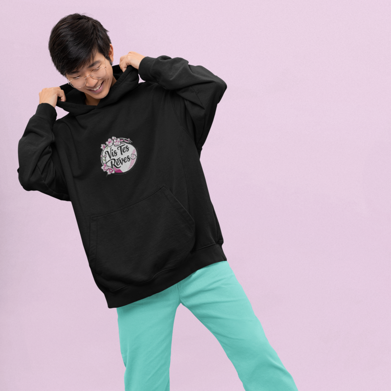 Hoodie Black Vis Tes Rêves Circle Flowers