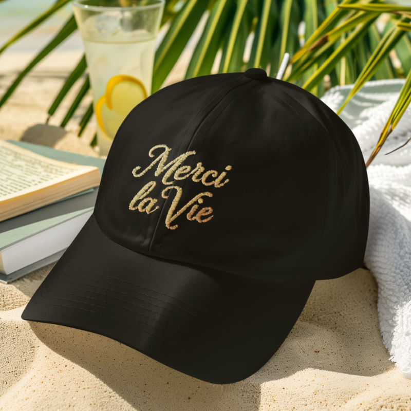 Cap Black Merci La Vie Gold