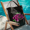Load image into Gallery viewer, Canvas Tote Bag Vis Tes Rêves Pink Green
