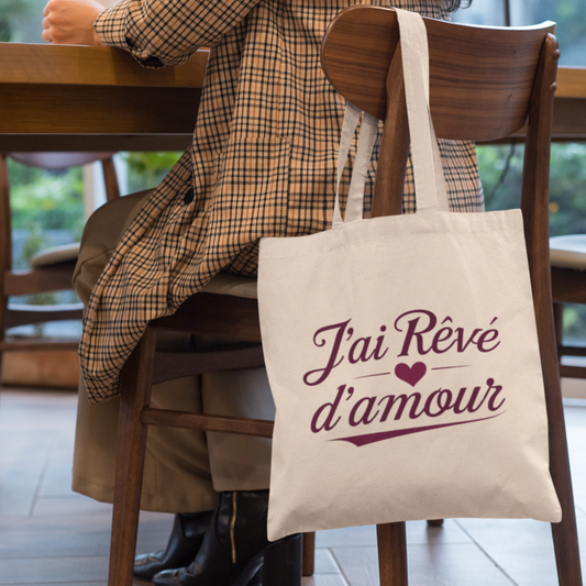 Canvas Tote Bag J'ai Rêvé d'Amour