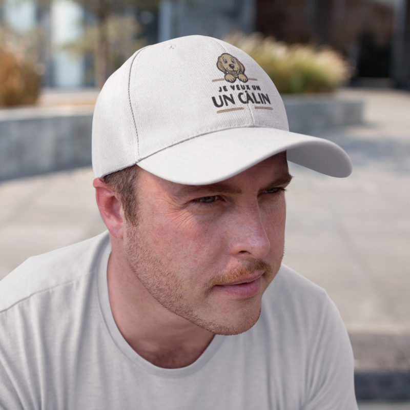 Cap White Je Veux un Calin Dog