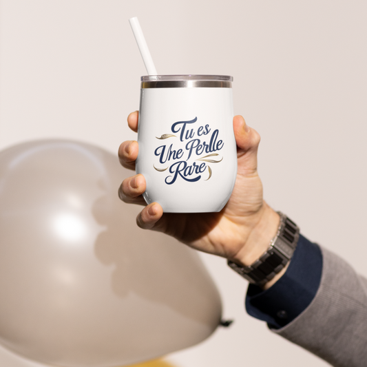 Thermo Wine Mug White Tu es Une Perle Rare