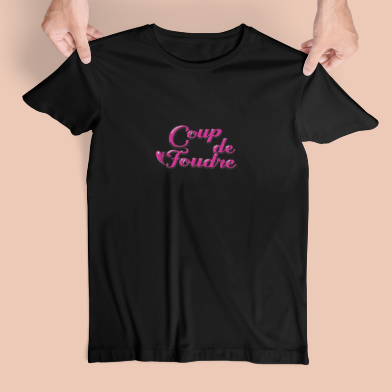 Tee Shirt Black Coup de Foudre Pink