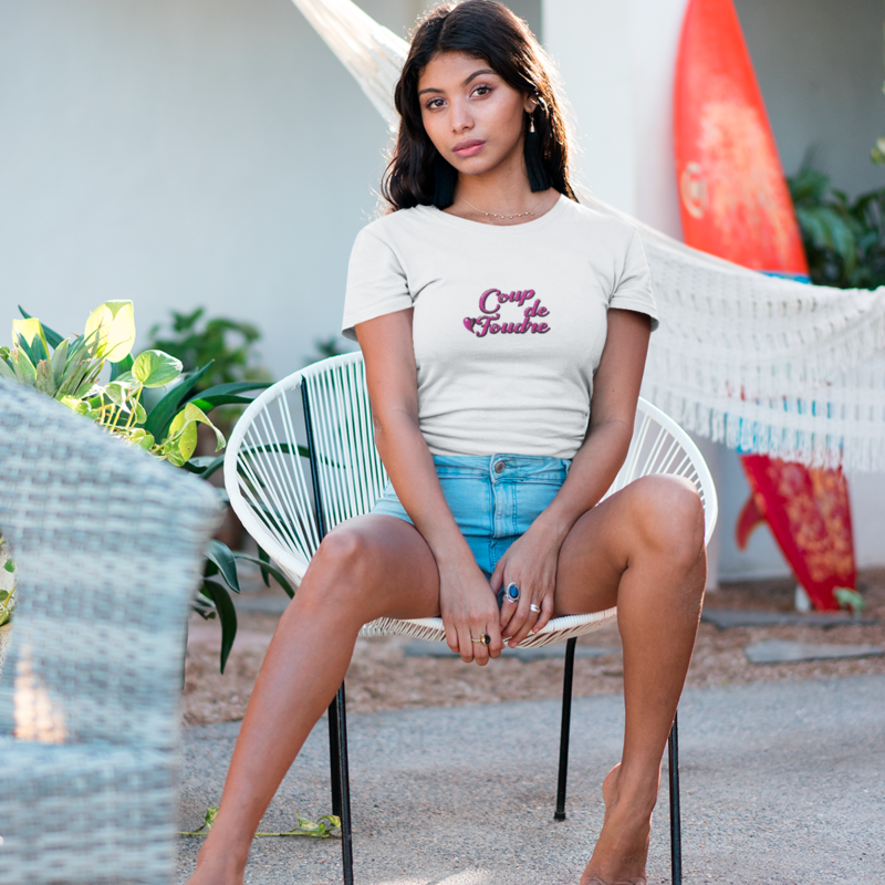 Tee Shirt White Coup de Foudre Pink