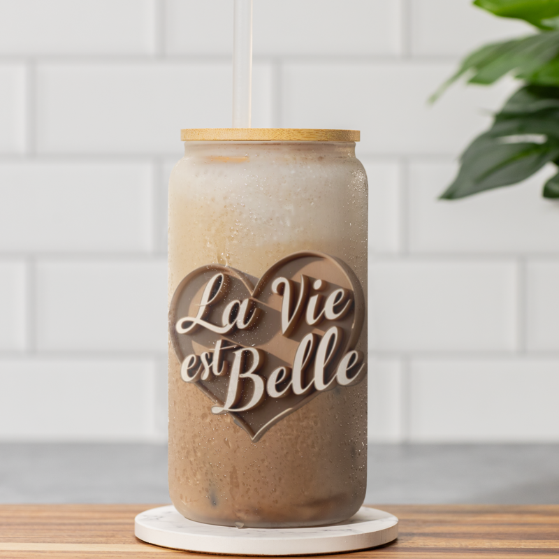 Glass Tumbler Vie Est Belle Heart