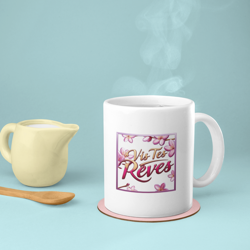 Mug White Vis Tes Rêves Red Yellow Sakura