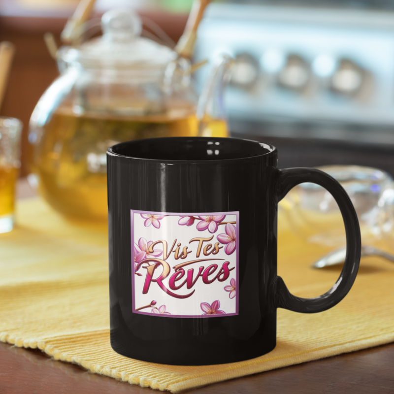 Mug Black Vis Tes Rêves Red Yellow Sakura