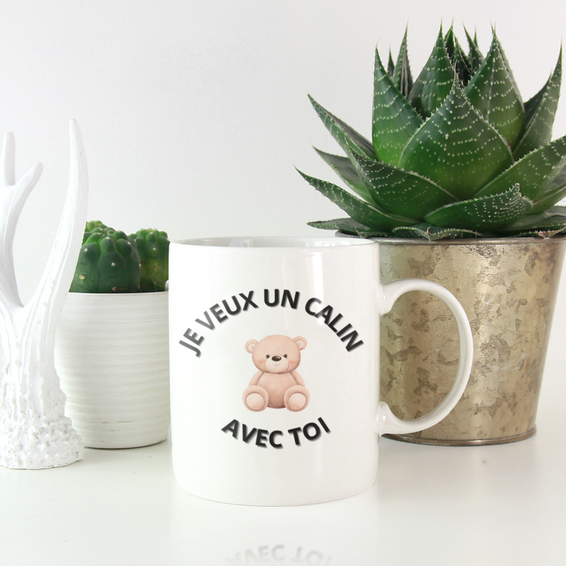 Mug White Je Veux un Câlin Avec Toi