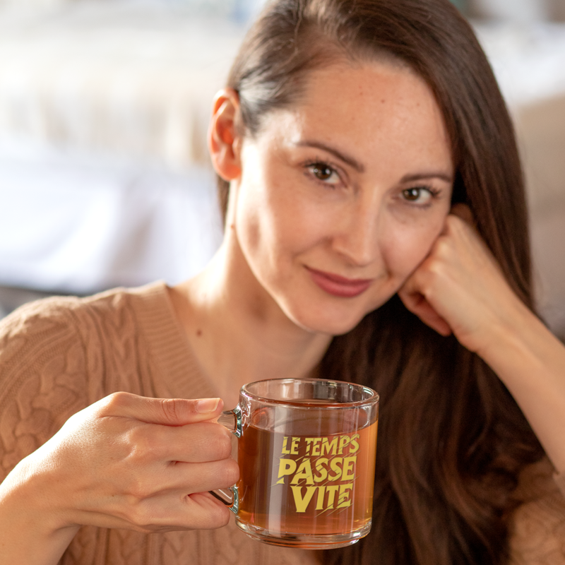 Glass Mug Le Temps Passe Vite