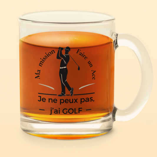 Glass Mug Je ne Peux Pas J'ai Golf Man