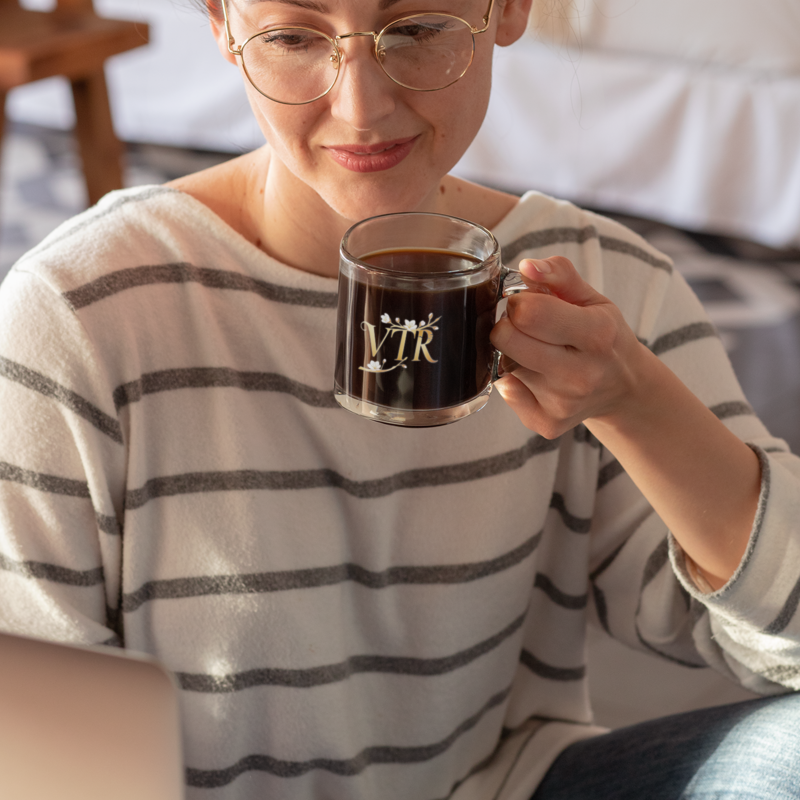 Glass Mug VTR Gold Cherry Blossoms