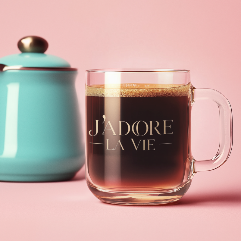 Glass Mug J'Adore la Vie