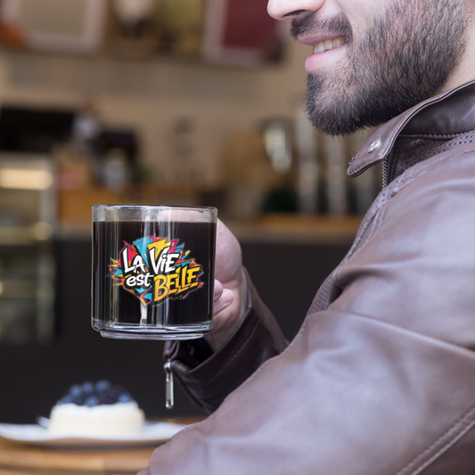 Glass Mug La Vie Est Belle Graffiti