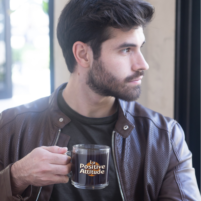 Glass Mug La Positive Attitude