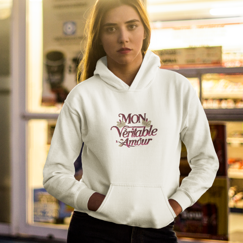 Hoodie White Mon Véritable Amour