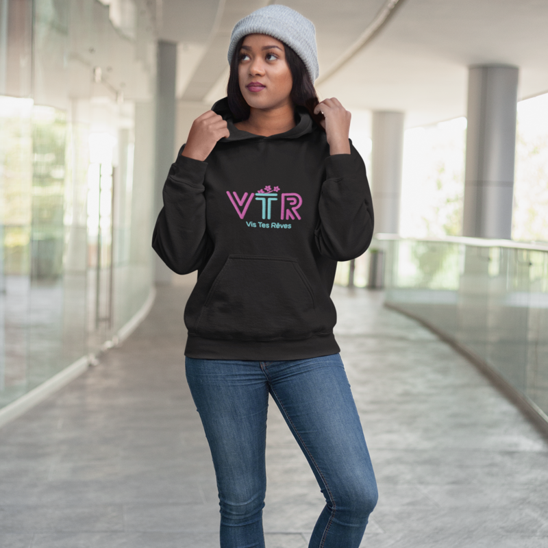 Hoodie Black VTR Vis Tes Rêves Blue Pink