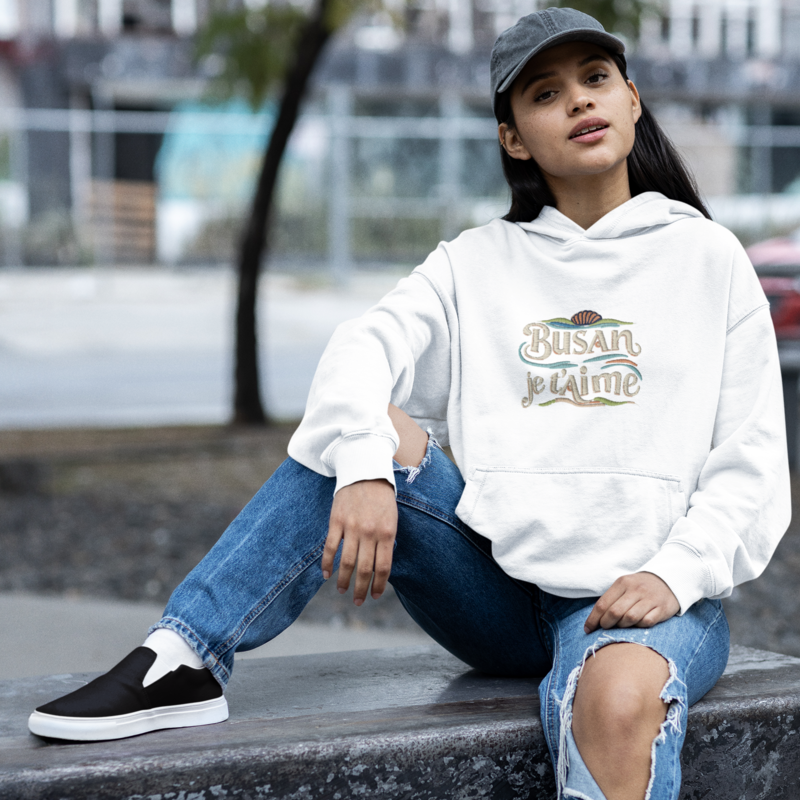 Hoodie White Busan Je t'Aime