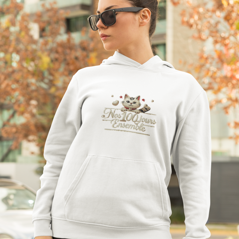Hoodie White Nos 100 Jours Ensemble Cat