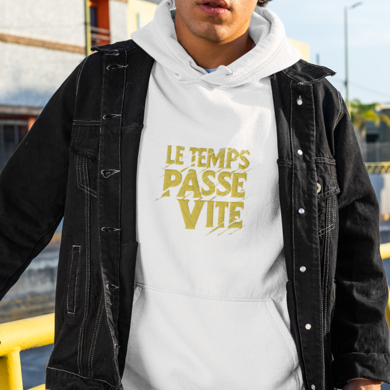 Hoodie White Le Temps Passe Vite