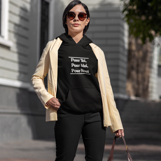 Sweat à Capuche Noir Pour Toi Pour Moi Pour Nous