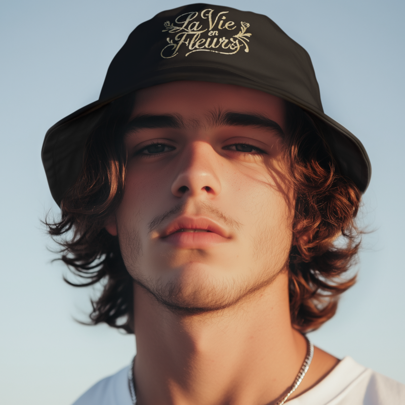 Hat Bob Black La Vie en Fleurs Gold