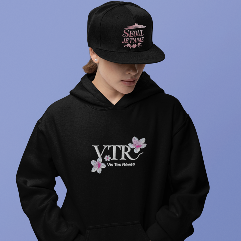 Hoodie Black VTR Flowers Cherry Blossoms